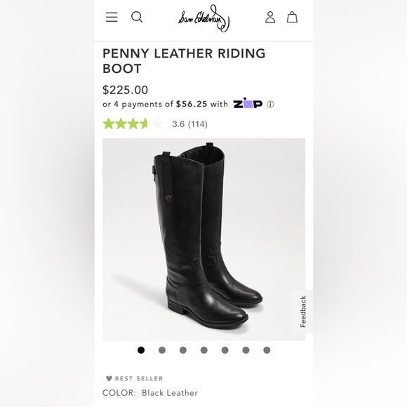 Sam Edelman Penny Leather Riding Boot - Black - Picture 1 of 5